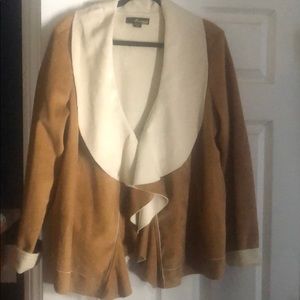 Suede-like feel open front jacket